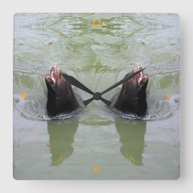 Gimme Fish...NOW Square Wall Clock (Front)
