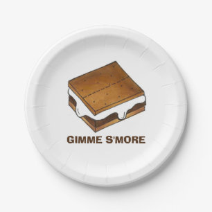 Gimme Smore Roasted Campfire S'mores Camp Picnic Paper Plate
