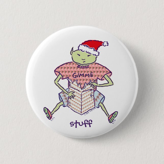 Gimme Stuff Ghoulie Santa Button (Front)