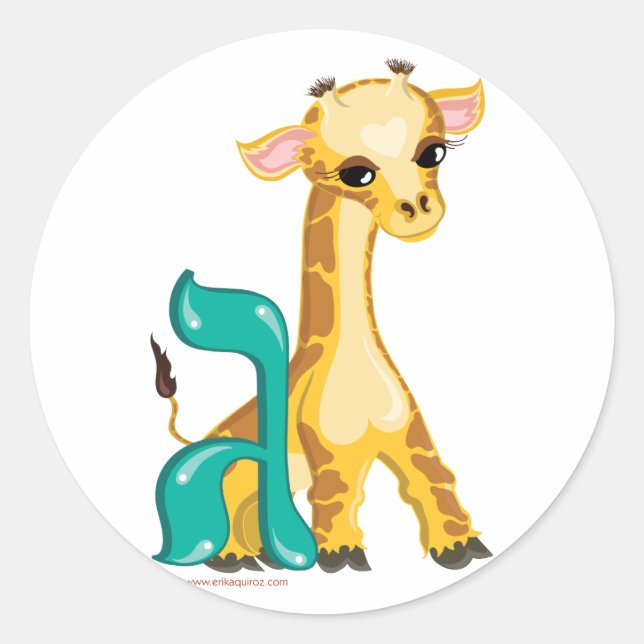 Gimmel Hebrew Aleph Bet (Alphabet) Giraffe Sticker (Front)