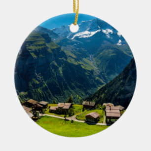 Gimmelwald In Swiss Alps - Switzerland Ceramic Tree Decoration