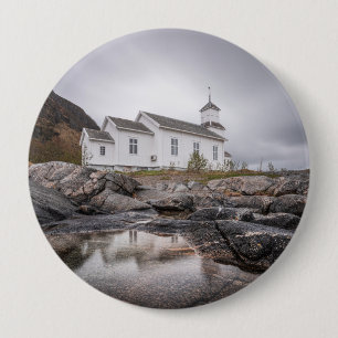 Gimsoy Church Lofoten Norway 10 Cm Round Badge