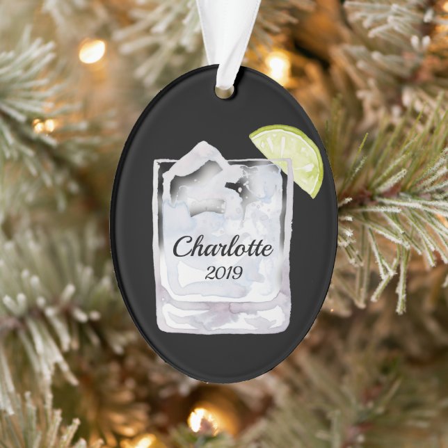 Gin and Tonic Cocktail Personalized Ornament (Tree)