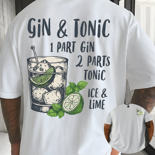 Gin and Tonic Recipe Vintage Cocktail Illustration T-Shirt