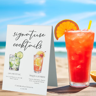 Gin and Tonic Tequila Sunrise Cocktails Menu