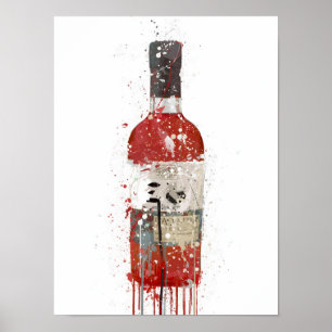 Gin Bottle Wall Art Print "Berry"