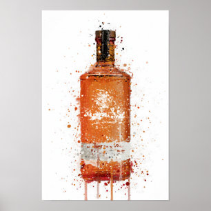 Gin Bottle Wall Art Print 'Blood Orange'