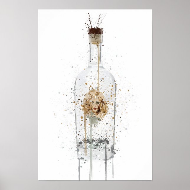 Gin Bottle Wall Art Print 'Bombshell' (Front)