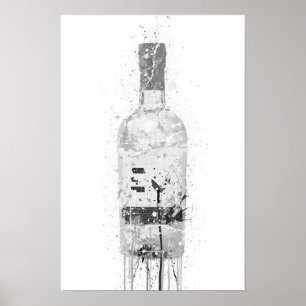Gin Bottle Wall Art Print 'Grey Marble'
