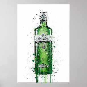 Gin Bottle Wall Art Print 'Leaf Green'