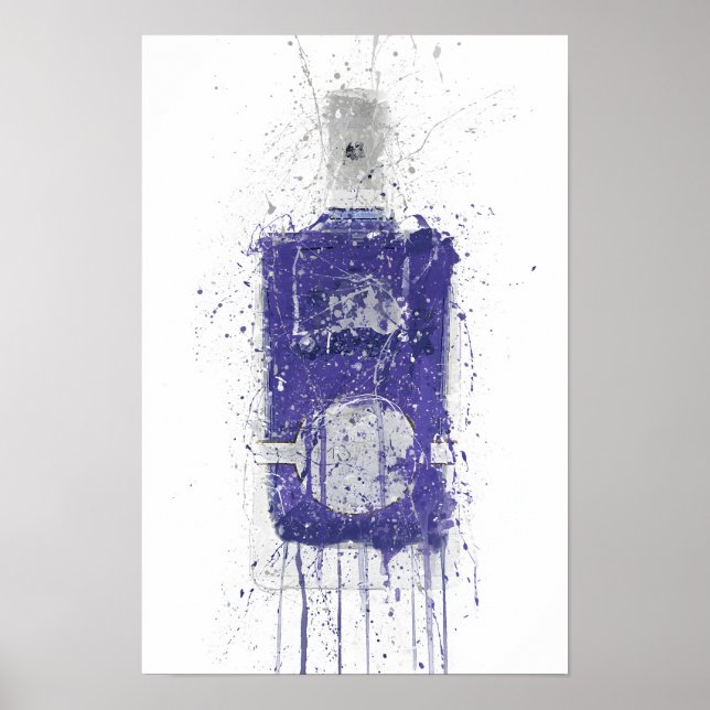 Gin Bottle Wall Art Print 'Periwinkle (Front)