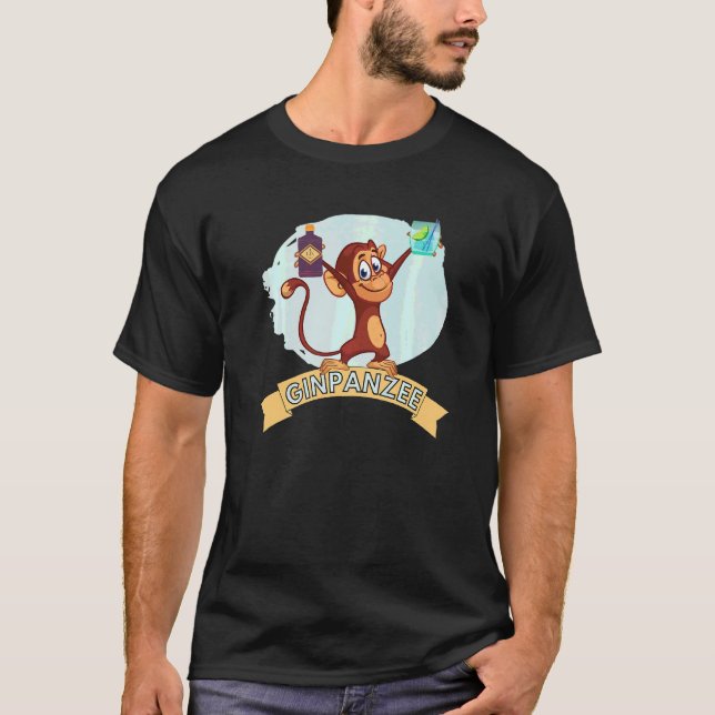 Gin Chimp Likes To Drink Gin Cocktails With Friend T-Shirt (Front)