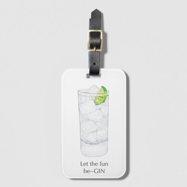 Gin Cocktail Luggage Tag (Front Vertical)