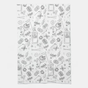 Gin Drinker Love Cocktails Mixologist Pattern Tea Towel