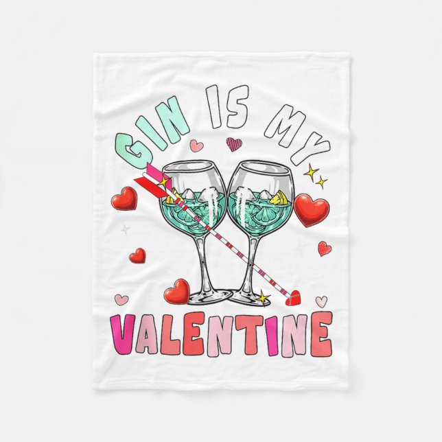 Gin Is My Valentine Hearts Matching Drinker Family Fleece Blanket (Front)