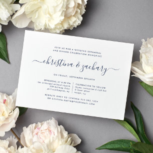 Gin Lane Rehearsal Dinner Invitation   Navy