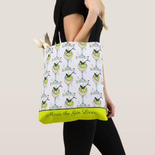 Gin Lover Cocktail Glasses Patterned Tote Bag