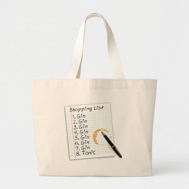 GIN LOVERS SHOPPING LIST LARGE TOTE BAG (Front)