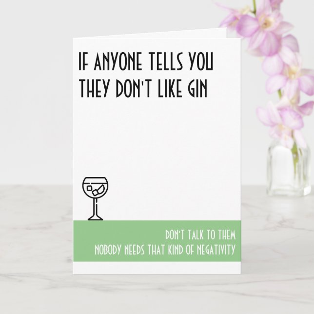 Gin Lover's Standard Green Birthday Card (Orchid)