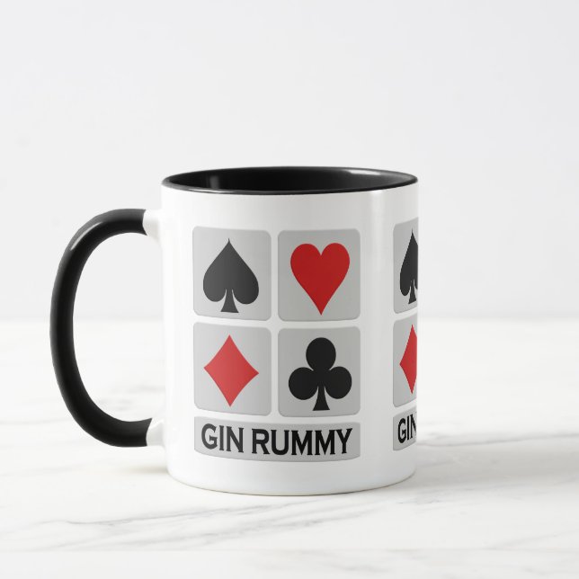 Gin Rummy Player mugs - choose style & colour (Left)