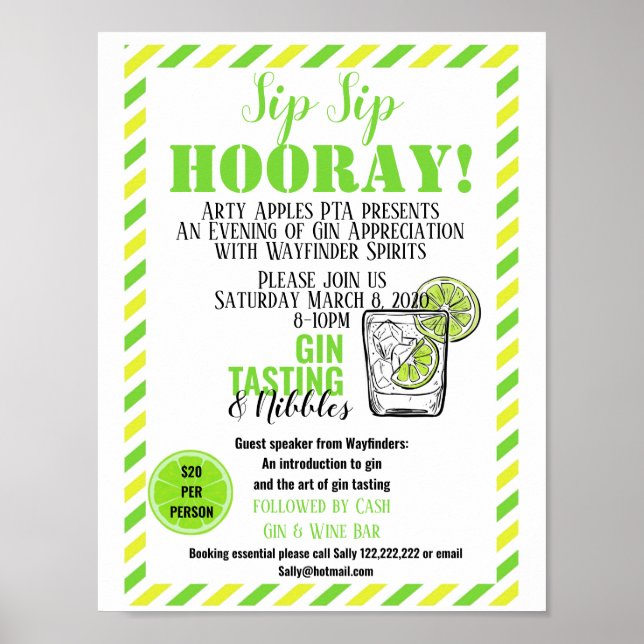 Gin tasting event poster gin and tonic gin party (Front)