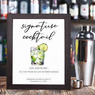 Gin & Tonic Groom's Single Signature Cocktail Poster