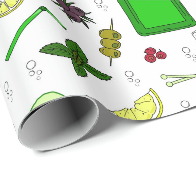 Gin Tonic Love Gin Drinker Cocktail Party Pattern Wrapping Paper (Roll Corner)