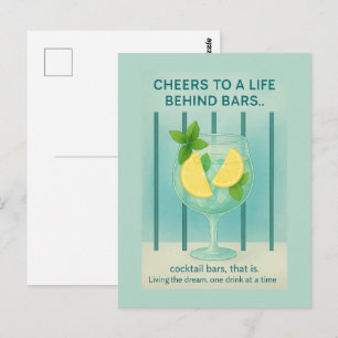 Gin Tonic Party Cocktail Birthday Greeting Postcard