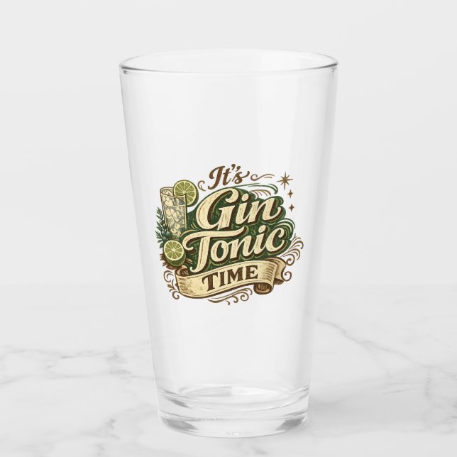gin tonic time drink glass (Front)