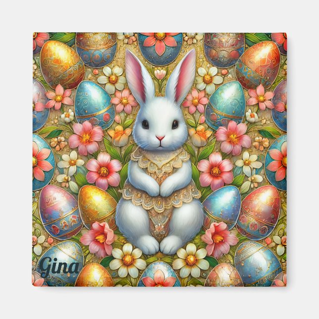 GINA ~ Easter Bunny and Eggs ~  Magnet (Front)