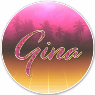 Gina First Name Golden Pink Sticker