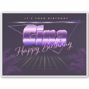 Gina Name First name lila retro Sticker Birthday