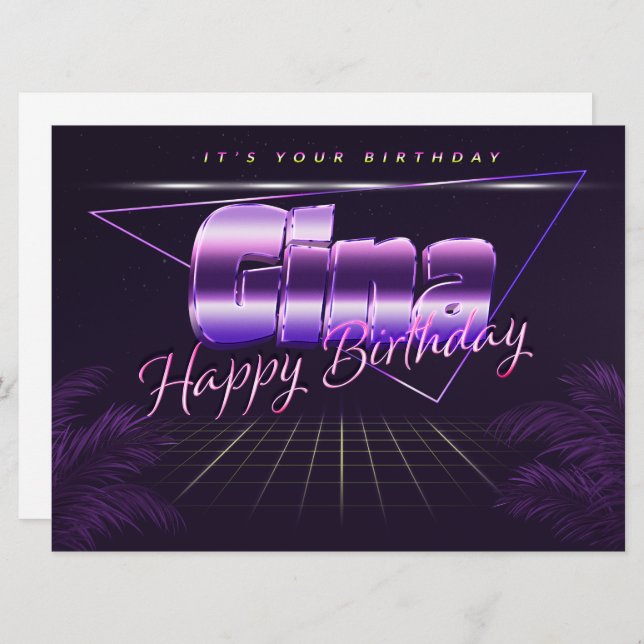 Gina Name First name pura retro card Birthday (Front/Back)
