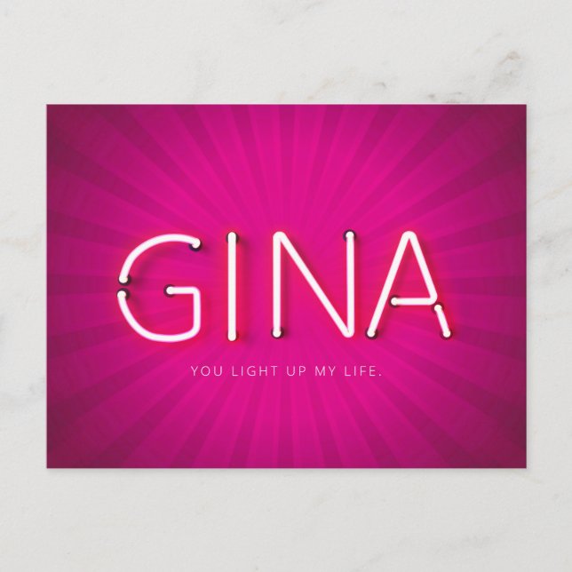 Gina name in glowing neon lights postcard (Front)