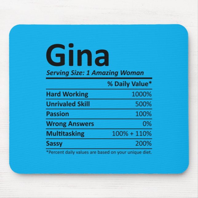 Gina Rition Personalised Name Funny Igovernment Mouse Pad (Front)