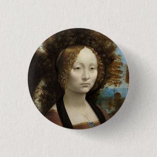 Ginevra de' Benci by Leonardo Da Vinci 3 Cm Round Badge