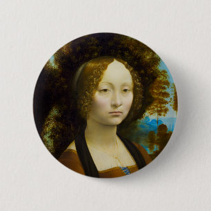 Ginevra de' Benci by Leonardo da Vinci 6 Cm Round Badge