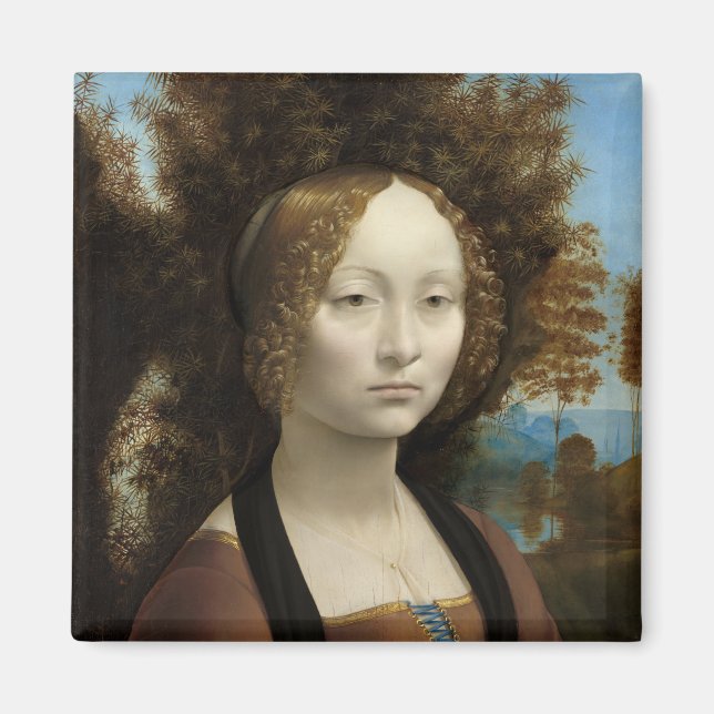Ginevra de' Benci by Leonardo Da Vinci Magnet (Front)