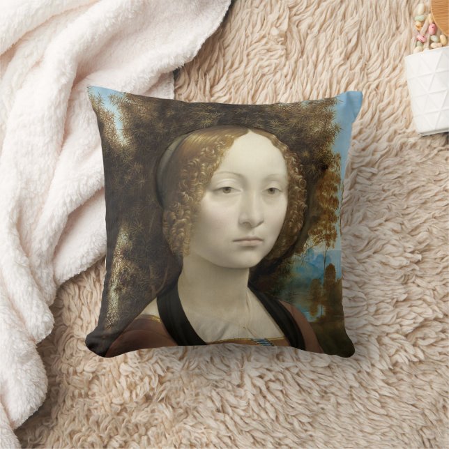 Ginevra de' Benci Leonardo da Vinci  Cushion (Blanket)