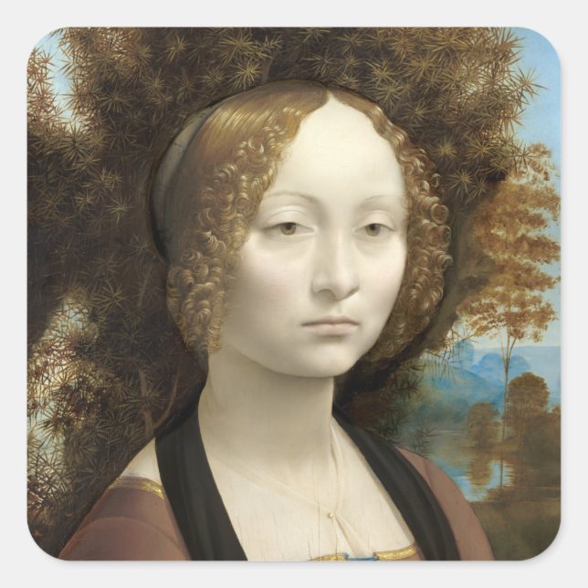 Ginevra de' Benci Leonardo da Vinci   Square Sticker (Front)