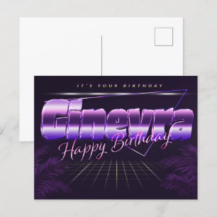 Ginevra Name Vorname lila Postkarte Geburtstag Postcard