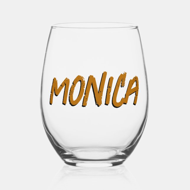 Ginger 3D Funny Modern Name  Stemless Wine Glass (Front)