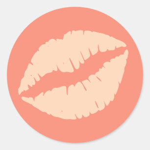 Ginger and Peach Puff Lipstick Print Classic Round Sticker