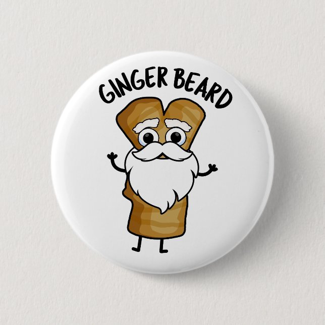 Ginger Beard Funny Gingerbread Food Pun  6 Cm Round Badge (Front)