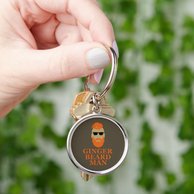 Ginger beard man funny bearded key ring (Hand)