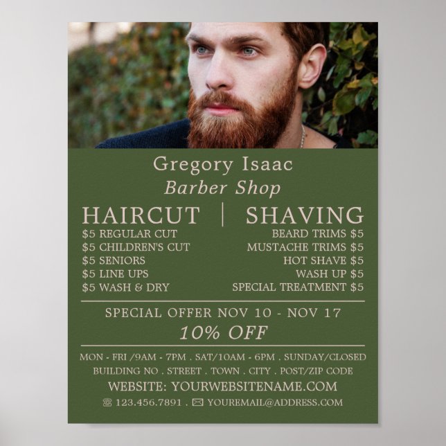Ginger Beard Model, Men's Barbers Advertising Poster (Front)