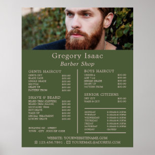 Ginger Beard Model, Men's Barbers Price List Poster