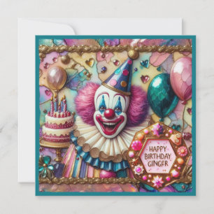 GINGER ~ Birthday Card ~ Clown ~ 