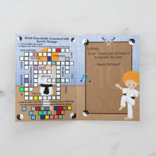Ginger Boys Karate Secret Message Happy Birthday Card