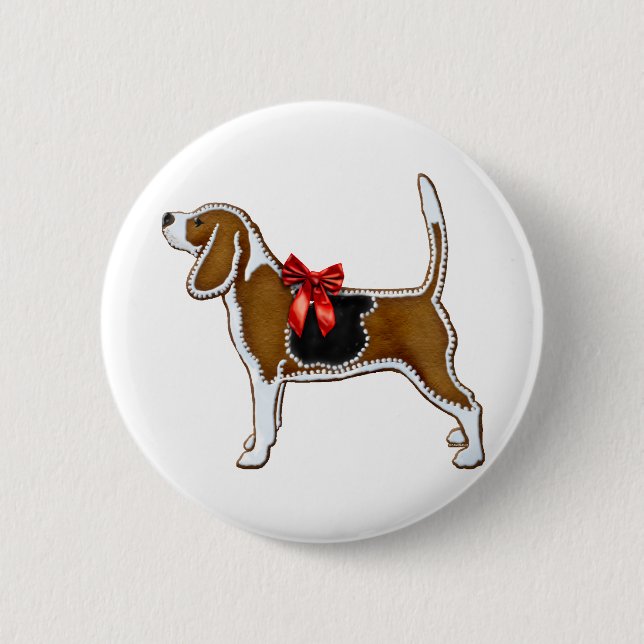 Ginger Bread Beagle Christmas Cookie 6 Cm Round Badge (Front)
